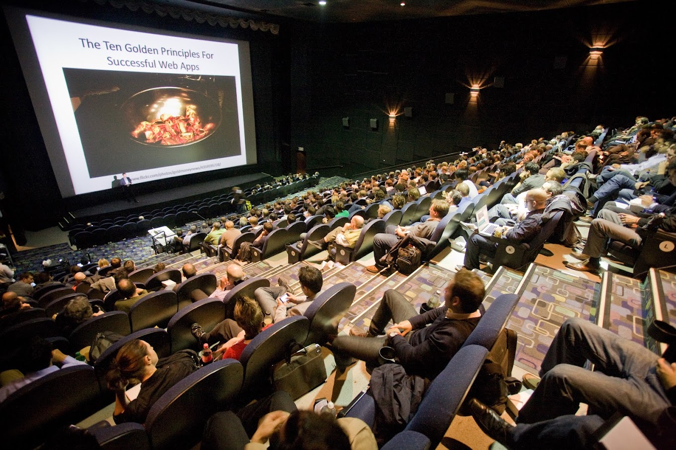 By 2010, some Democamp events were hosted in packed movie theaters